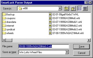 WL98 Parser File Save screen